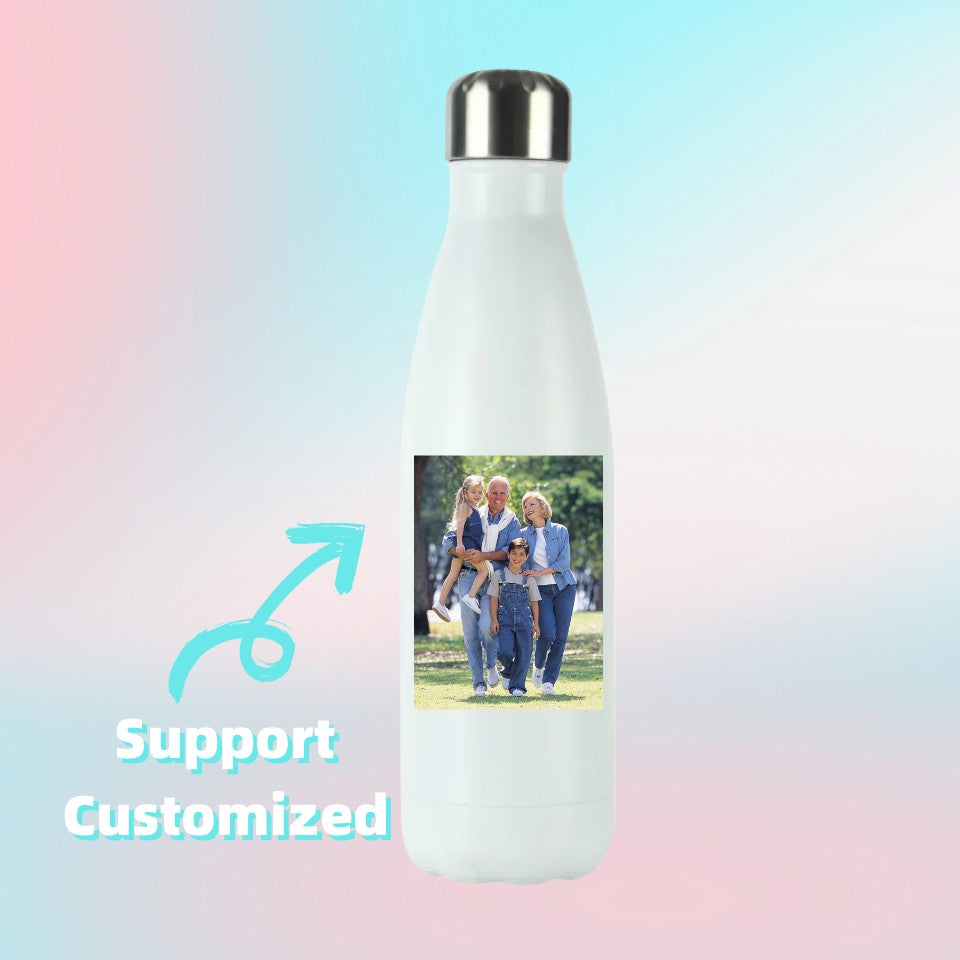 Personalized DIY Stainless Steel Vacuum Flasks 500ml Portable Car Stainless Steel Water Bottle Large Capacity Travel Thermal Mug unclo