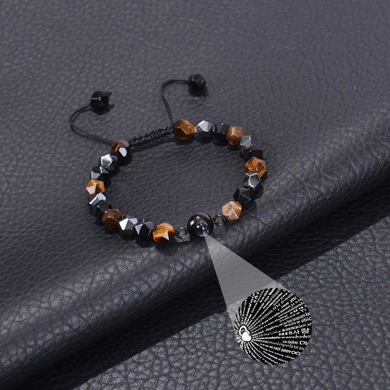 Triple protection adjustable Tiger Eye Stone  Bracelet Braided Bangle.
