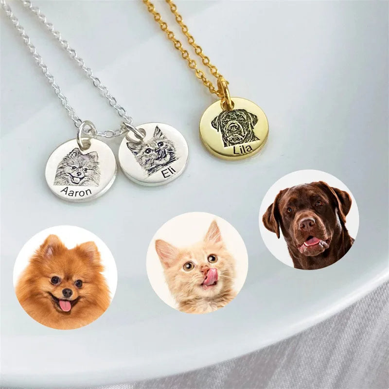 Custom Photo Jewelry Engraved Name Pendant Pet Memorial.