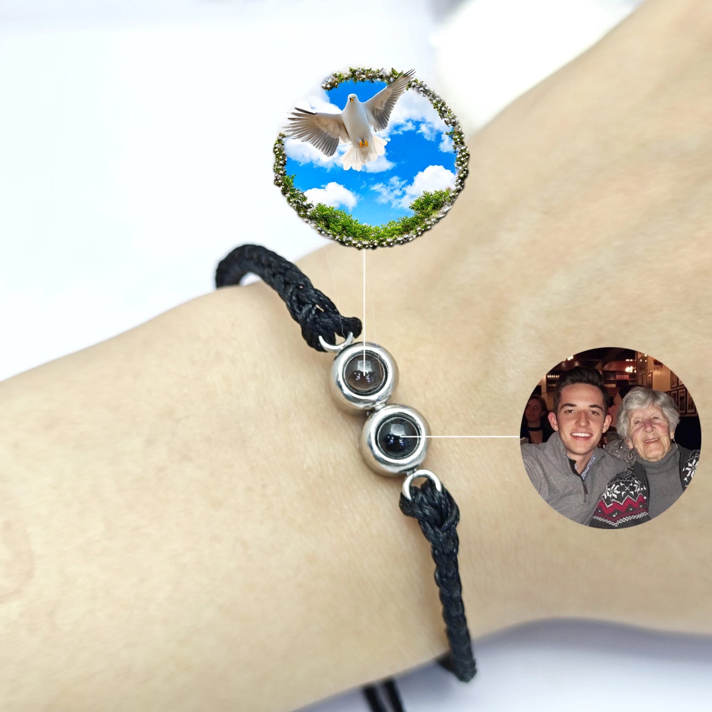 Couple  Woven Rope Custom Two Photos Projection Bracelet