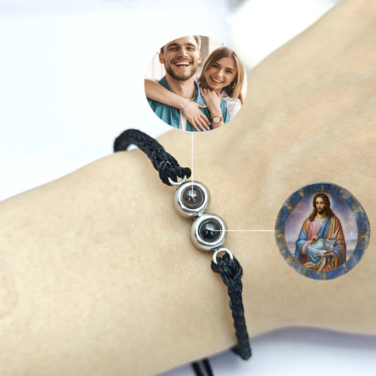 Couple  Woven Rope Custom Two Photos Projection Bracelet