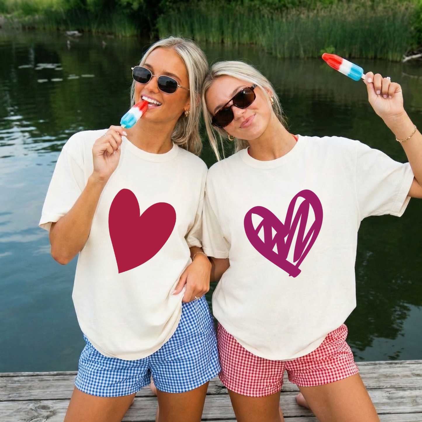 2 hearts t-shirts bundle